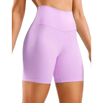 Afbeelding van CRZ YOGA Yogashort Voor Dames Met Naakt Gevoel 6 Inch Hoog Getailleerde Trainingsshorts Atletische Hardloopfietsbroek Lila XS