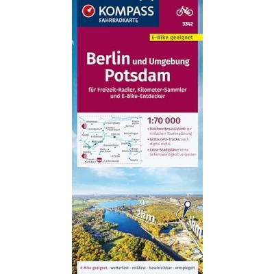 Afbeelding van KOMPASS Fahrradkarte 3342 Berlin und Umgebung, Potsdam 1:70.000: reiß wetterfest mit Extra Stadtplänen