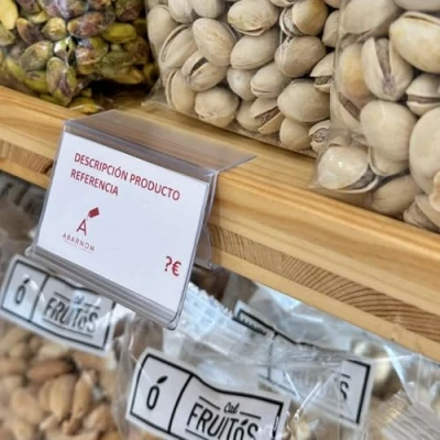 Afbeelding van Kit 50 Prijs houders voor houten plank. Label 39x60mm. Transparant. Prijsborden, winkelprijslabels, plankprijshouders, labelhouders, winkelprijslabels