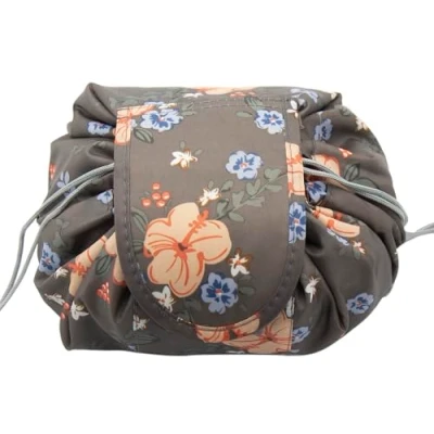 Afbeelding van ONEGenug make uptas, one step organizer, uptas voor Lazy dames, Donkergrijze bloem, cosmeticatasje