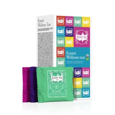 Afbeelding van Kusmi Tea “Les Bien Être Gift Set Assortiment van biologische Thee Cadeau Idee voor mannen en vrouwen Groene Thee, Detox Infusie Made in France 24 theezakjes, 6 Recepten