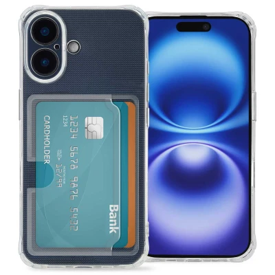 Afbeelding van Apple iPhone 16 Hoesje Met pashouder Siliconen en TPU (zacht) imoshion Softcase/Backcover Transparant Telefoonhoesje