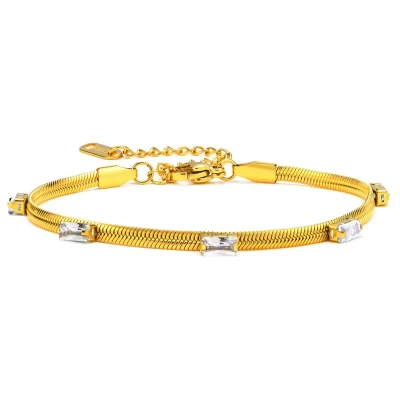 Afbeelding van Armband Dames Zirkonia RVS Verstelbaar 16 21 cm Goudkleurig en Wit