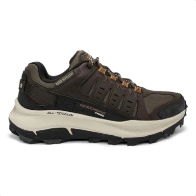 Afbeelding van Skechers Heren 237501 Bror Sneaker, Bruin lederen mesh oranje rand, 39.5 EU