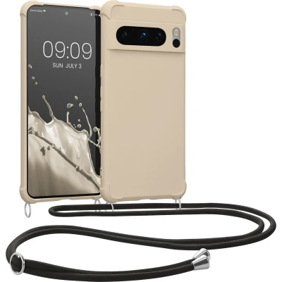 Afbeelding van kwmobile telefoonhoesjegeschikt voor Google Pixel 8 Pro Hoesje van siliconen met telefoonkoord In crème