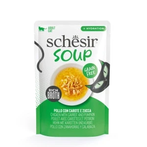 Afbeelding van 12x Schesir Complementary in Soep Kattenvoer Nat Kip&amp;Pompoen 40 gr