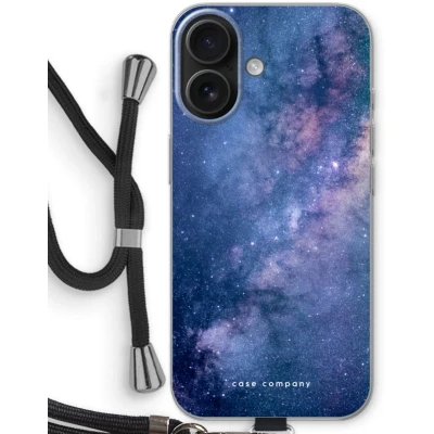 Afbeelding van Case Company® hoesje met Koord geschikt voor iPhone 16 Nebula Telefoonhoesje Zwart Bescherming aan alle Kanten en Over de Schermrand