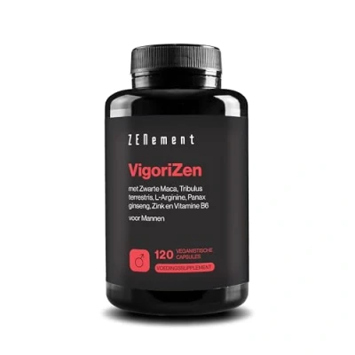 Afbeelding van VigoriZen met Zwarte Maca, Tribulus terrestris, L Arginine, Ginseng, Zink en Vitamine B6 Formule voor Mannelijke Vitaliteit Testosteron 120 Veganistische Capsules Zenement