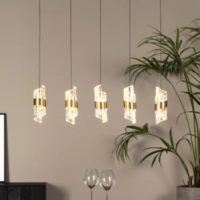 Afbeelding van Lucide Kligande Hanglamp Led Dimb. 5x7,8w 2700k Mat Goud / Messing