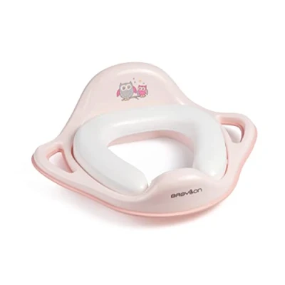 Afbeelding van BABYLON Shark WC deksel toiletbril voor kinderen anti slip ergonomisch. Baby training met handvat en haak. Kinderzitje meisjes jongens. bril kinderen, babyaccessoires Rose