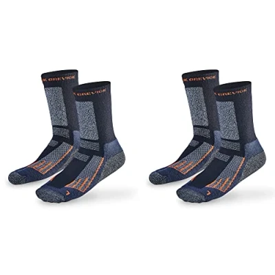 Afbeelding van Black Crevice Merino wandelsokken, voor dames en heren, in verschillende kleuren maten, wandelsokken met versterkte tenen hiel, geurremmend ademend, 2 paar, lang zwart/oranje, 39/42 EU