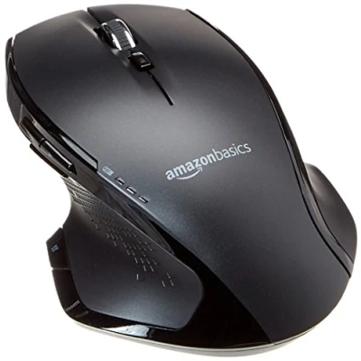 Afbeelding van Amazon Basics Ergonomische draadloze muis, met snel scrollen, normaal formaat, zwart