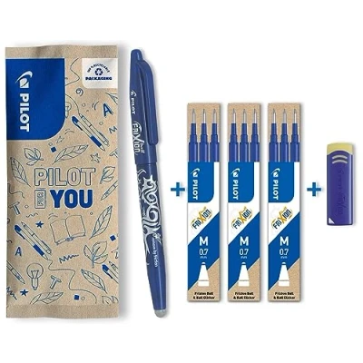 Afbeelding van PILOT FriXion Ball, uitwisbare balpen (blauw) + 9 vullingen gum