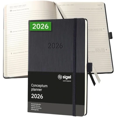 Afbeelding van Sigel weekagenda 2026 Conceptum formaat A5 zwart hardcover SI C2612