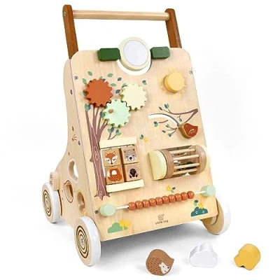 Afbeelding van Little Log Houten loopstoeltje voor peuters Multifunctionele babyactiviteitencentra met vormsorteerder speelgoedcadeau meisjes Biys 1 2 3 jaar oud