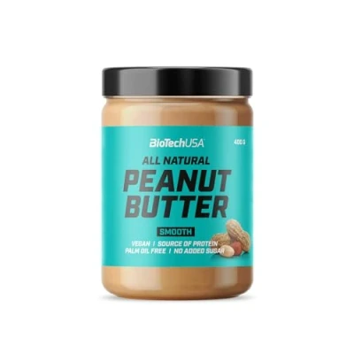 Afbeelding van BioTechUSA Peanut Butter Natuurlijke, Veganistische Eiwitbron Glutenvrij, Vezelrijk, Zonder Palmolie, 400 g, Glad