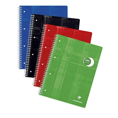 Afbeelding van Clairefontaine 8253C Set van 5 Dot Book Spiraalschriften A4+ 22,5x29,7cm 160 uitscheurbare geperforeerde stippenraster pagina&#039;s 90g wit papier Gelamineerde karton kaft willekeurige kleuren
