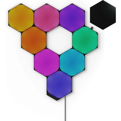 Afbeelding van Nanoleaf Shapes Black Hexagons Starterkit Slimme Verlichting 9 LED Panelen Siri, Google, Alexa Compatibel