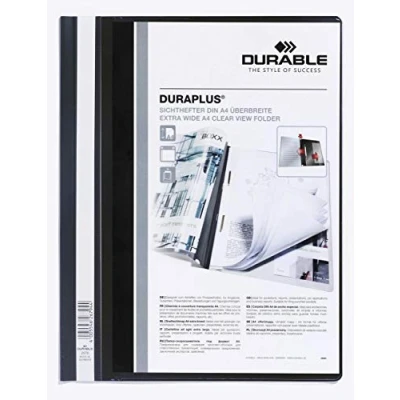 Afbeelding van Durable 257901 Duraplus snelhechtmap met A4 vak, zwart, verpakking van 25 stuks.