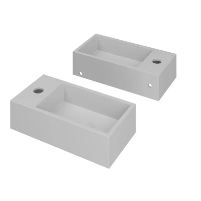 Afbeelding van INK Versus Fontein 36x18x9cm wasbak rechts 1 kraangat Polystone Mat Wit Minimalistisch design