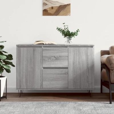 Afbeelding van Dressoir 104x35x70 cm bewerkt hout grijs sonoma eikenkleurig