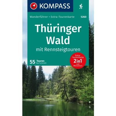Afbeelding van KOMPASS Wanderführer Thüringer Wald mit Rennsteigtouren, 55 Touren Extra Tourenkarte: GPS Daten zum Download: 5260