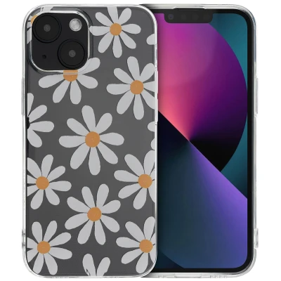 Afbeelding van Apple iPhone 13 Mini Hoesje Siliconen en TPU (zacht) iMoshion Softcase/Backcover Daisy Flower Telefoonhoesje