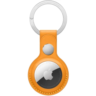 Afbeelding van Apple AirTag Sleutelhanger Origineel Leather Key Ring Oranje