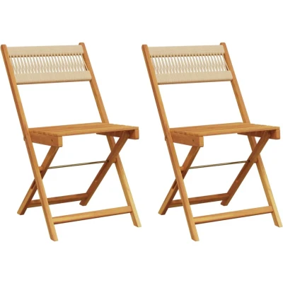 Afbeelding van Bistrostoelen 2 st massief acaciahout en polypropeen beige