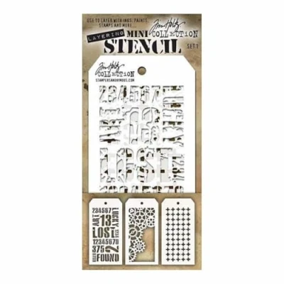 Afbeelding van Stampers Anonymous Tim Holtz Mini Gelaagde Stencil Set #1