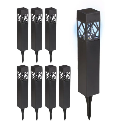 Afbeelding van Relaxdays solar tuinlamp set tuinverlichting zwarte solarlamp led padverlichting Pak van 8
