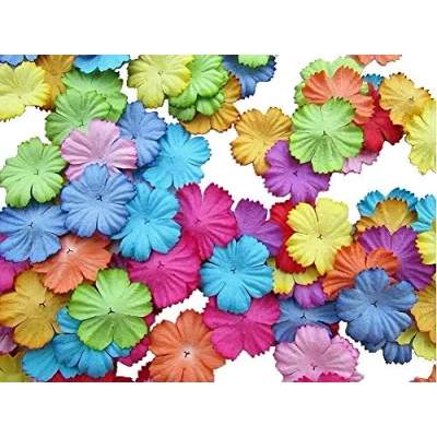 Afbeelding van 100 stuks moerbei papieren bloemen 29 x mm voor scrapbooking, bruiloft, knutselen, kaarten, mini