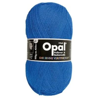 Afbeelding van Frida&#039;s Wollhaus Opal 100 g Uni 4 voudige sokkengaren kousen breien viltvrije wol 35 kleuren (5188 blauw)