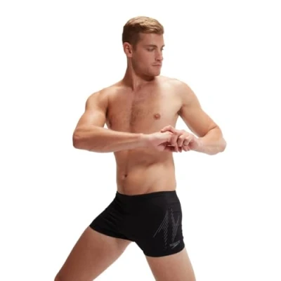 Afbeelding van Speedo Hyperboom Placement Aquashort voor heren Zwemtraining Fitness Chloorbestendig, Zwart/USA Charcoal, 36