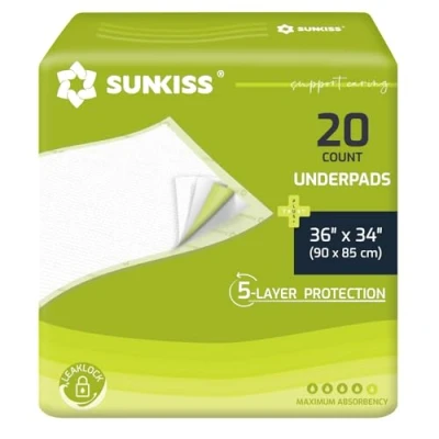 Afbeelding van SUNKISS TrustPlus Ziekonderleggers, 90 x 85 cm, 20 stuks, incontinentie onderleggers, wegwerp, absorberende aankleedmat voor baby&#039;s