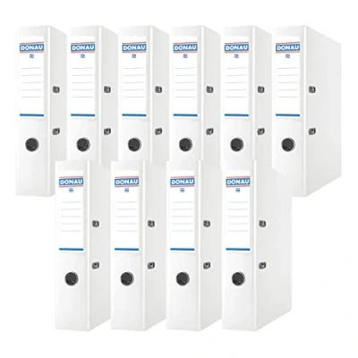 Afbeelding van OFFICER PRODUCTEN Donau Binder Hendel Boog File/Map Breed/Pack van 10/DIN A4/7,5 cm/10 Stuks/Wit/Plastic Cover PP/Karton Papier