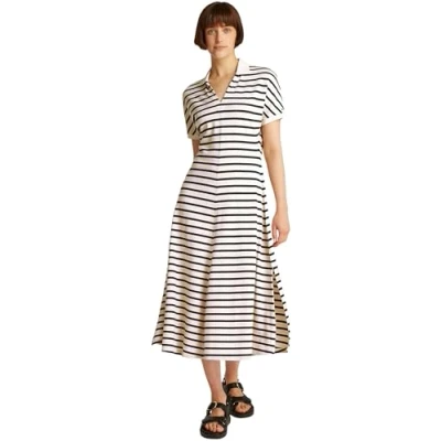Afbeelding van Tommy Hilfiger OPEN MIDI Dress Jurk, Dames, Maat: Large, Calico/dark night navy