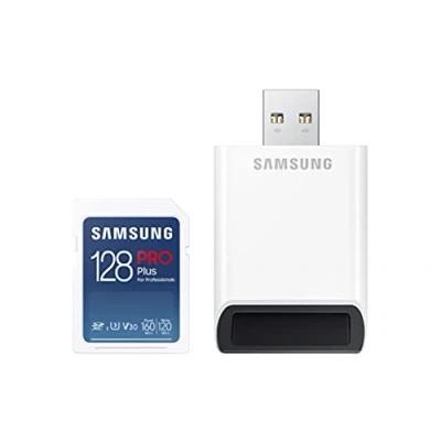 Afbeelding van Samsung PRO Plus SD geheugenkaart, 128GB SDXC UHS I U3 160MB/s Full HD &amp; 4K UHD geheugenkaart incl. kaartlezer, MB SD128KB/WW