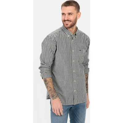 Afbeelding van camel active MIT Karomuster Overhemd, Heren, Maat: Small, Night blue
