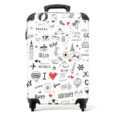 Afbeelding van NoBoringSuitcases.com® Handbagage koffer Trolley wit 55x35x25