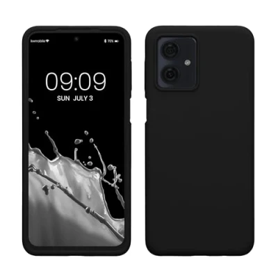 Afbeelding van kwmobile telefoonhoesje geschikt voor Motorola Moto G54 5G Hoesje met siliconen coating Smartphone case in zwart