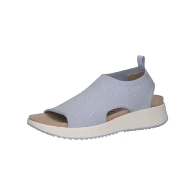 Afbeelding van Caprice Sandalen met sleehak, Dames, Maat: 37, Lt blue knit Textiel