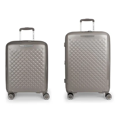 Afbeelding van Gabol Queens hardcase set koffers (cabine en middelgroot), uitbreidbaar met een capaciteit van maximaal 114,6 l, Champagne