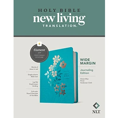 Afbeelding van NLT Wide Margin Bible, Filament Enabled Edition, Blue: New Living Translation, Ocean Blue, Floral, Margin, Enabled, Journaling Edition