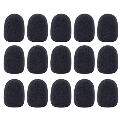 Afbeelding van VOARGE schuimrubberen microfoon, mini formaat, 15 stuks, headset, voorruit, spons, zwart