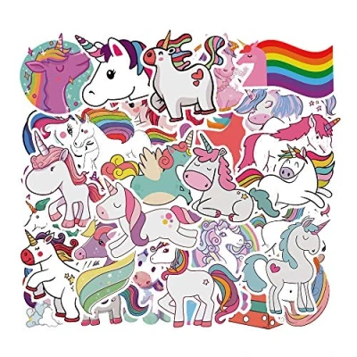 Afbeelding van Eenhoorn Stickers Set van 50 Stuks, Vinyl Waterdicht Graffiti VSCO voor Laptop Auto Motorfiets Fiets Skateboard Bagage Koffer Partybenodigdheden