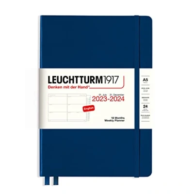 Afbeelding van LEUCHTTURM1917 367598 weekkalender medium (A5) 2024, 18 maanden, navy, Engels