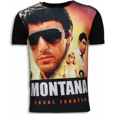 Afbeelding van Tony Montana Digital Rhinestone T shirt Zwart