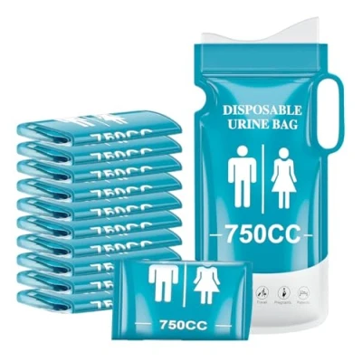 Afbeelding van YSWOVUO 12 stuks urinezakjes voor onderweg tas, 750 ml roze zakken mannen, vrouwen en kinderen, wegwerp urinezak onderweg, camping, reizen, autoopslag, outdoor