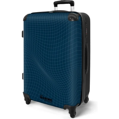 Afbeelding van NoBoringSuitcases.com® Koffer groot Rolkoffer lichtgewicht Blauw met abstracte golvende lijnen Reiskoffer 4 wielen Grote trolley XL 20 kg bagage